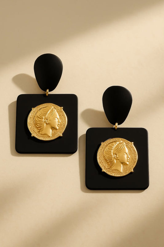 Black and Gold statement Earrings