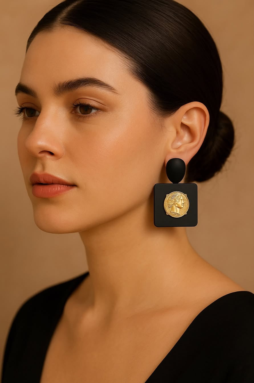 Black and Gold statement Earrings